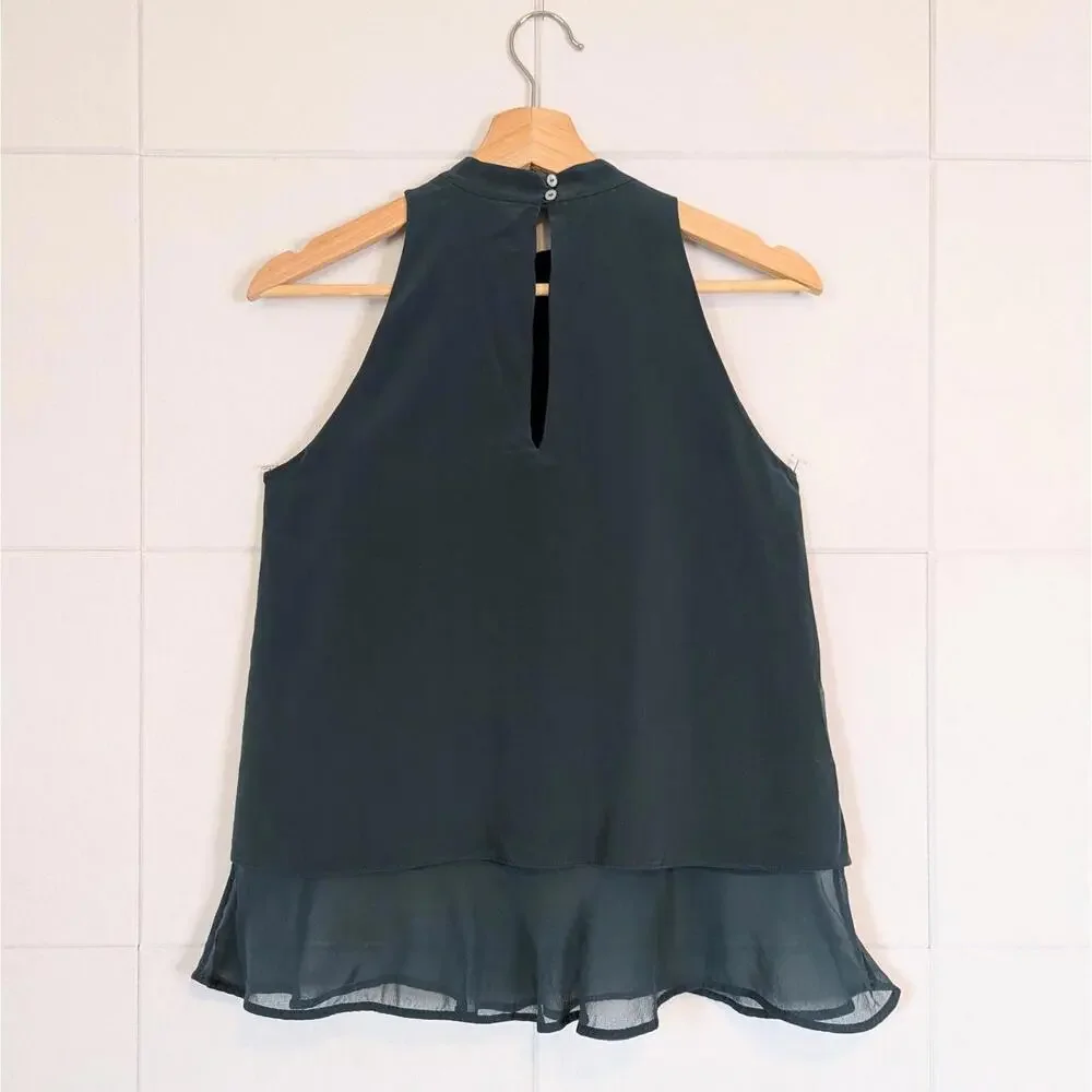 Elizabeth and James 100% silk cutaway halter flowy tank blouse